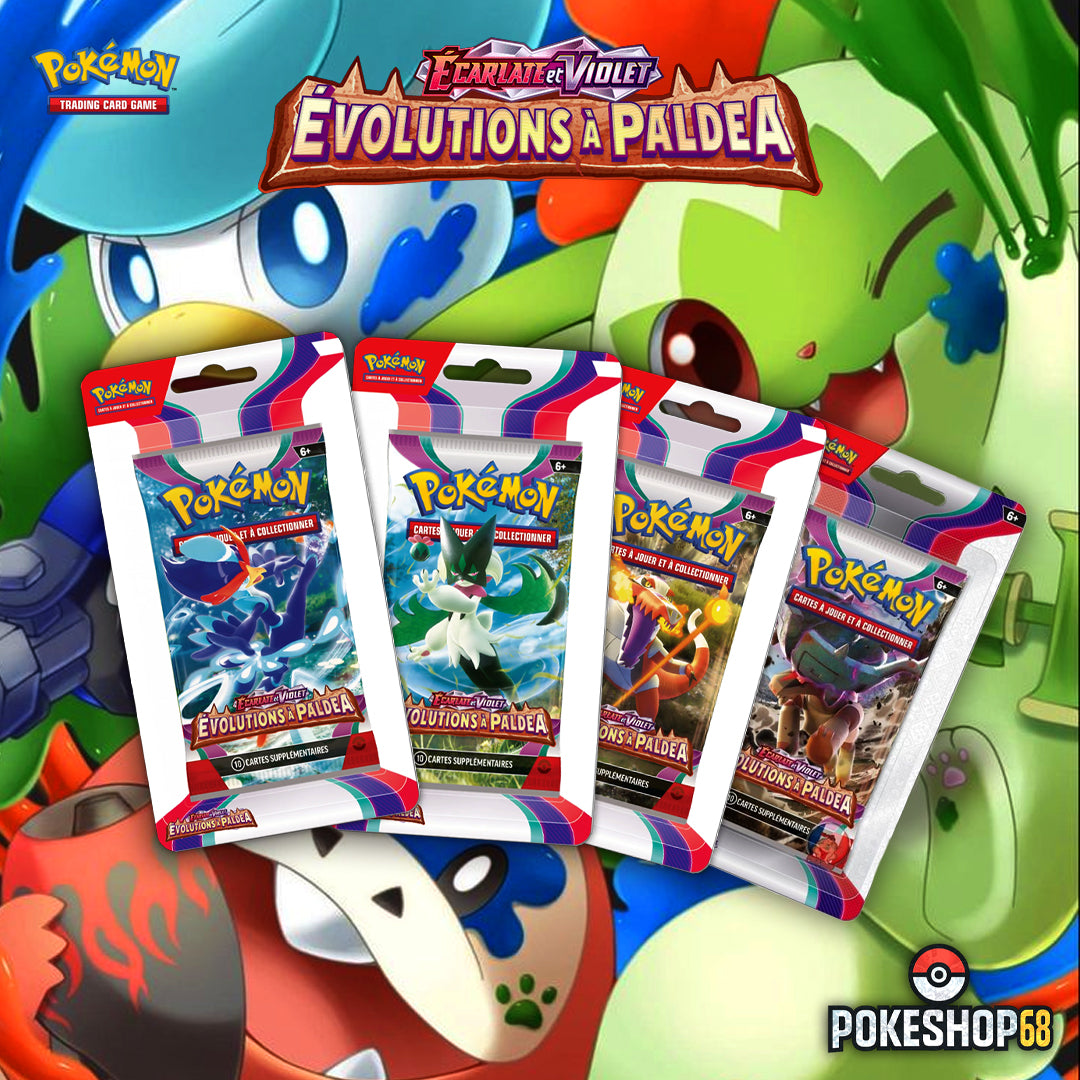 🔥 Art Set Pokémon EV2 – Évolution à Paldea – 4 Boosters sous Blisters Officiels – 🇫🇷 Version Française