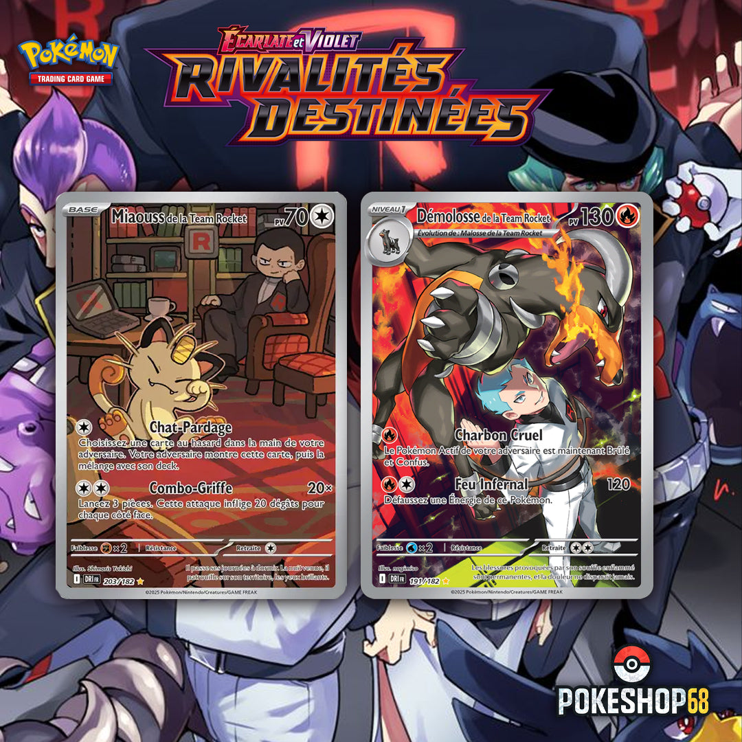 🖤 Pack Team Rocket – Duo de Cartes AR Japonaises – Miaouss & Démolosse – SV10 Rivalité Destinée