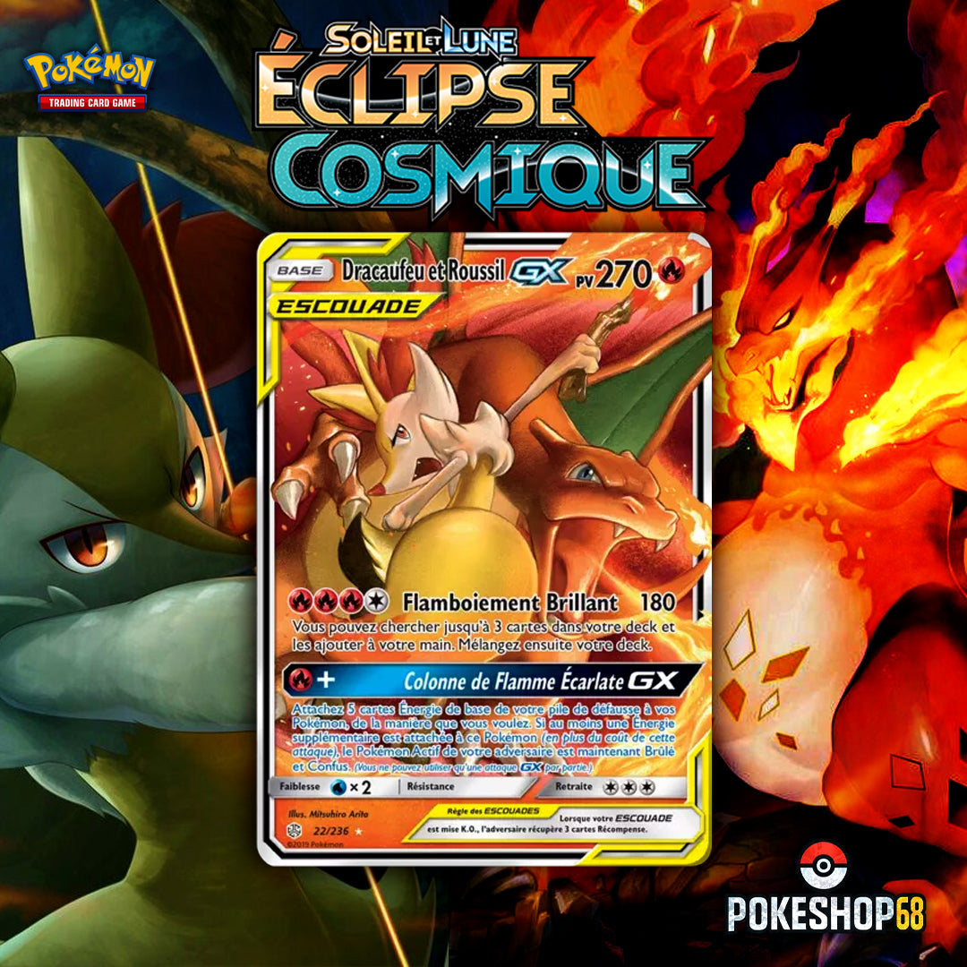 🔥 Dracaufeu & Roussil-GX 20/214 – Soleil&Lune Eclipse Cosmique